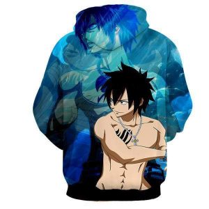 Gray Fullbuster Tattoo Fairy Tail Blue 3D Printed Zip Up Hoodie XS Official Fairy Tail Merch