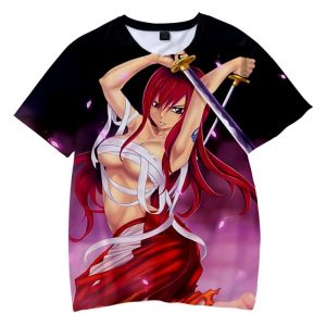 Erza Scarlet Titania Cool Swords Play Fairy Tail T-shirt XXS Officiel Fairy Tail Merch