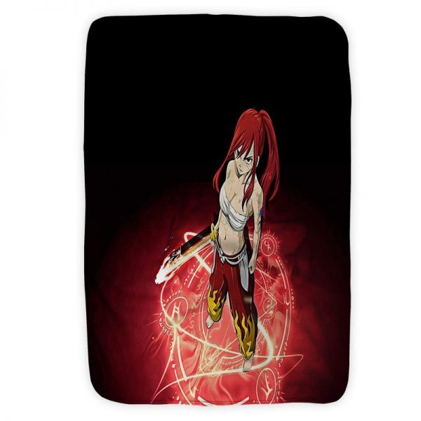 Erza scarlet Katana Magic Embossed Fairy Tail Blanket Small (30 x 40 in) Official Fairy Tail Merch