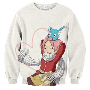 Fairy Tail Natsu Happy White Fairy Tail Sweatshirt XXS Offizieller Fairy Tail Merch