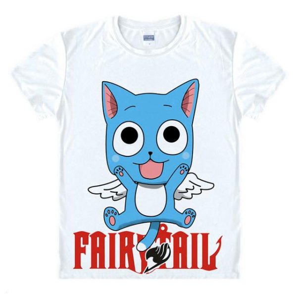 Fairy Tail Shirt フェアリーテイル Flying Happy Asian M / White Official Fairy Tail Merch