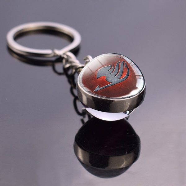 Fairy Tail Jewelry Double Side Glass Ball Pendant Guild Logo Crystal Key Chains Anime Cosplay Keychain 2 - Fairy Tail Store